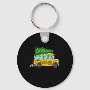 Yellow School Bus Christmas Light Tree Driver Paja Key Ring