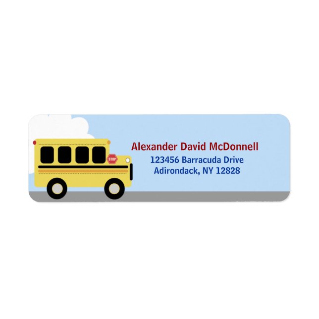 Yellow School Bus Custom Address Labels (Front)