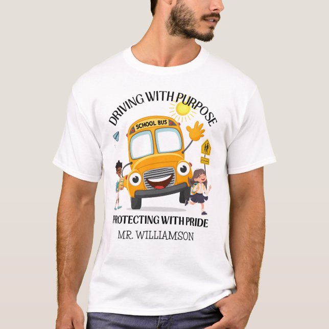 Yellow School Bus Driver T-Shirt (Front)
