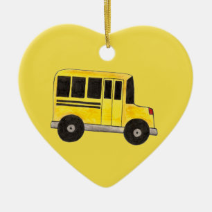Yellow School Bus Driver Teacher Education Gift Ceramic Tree Decoration