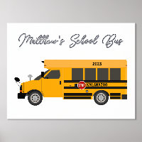 Yellow School Bus Foil Text Wall Art Boys Room