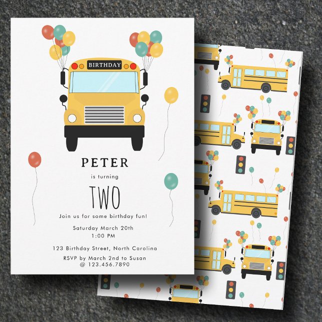 Yellow School Bus Kids Birthday Party Invitation (Yellow School Bus Kids Birthday Party Invitation)