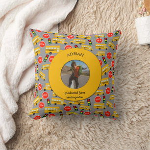 Yellow School Bus Kindergarten Graduation Cushion