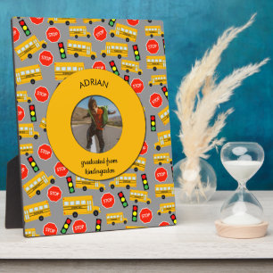 Yellow School Bus Kindergarten Graduation Plaque