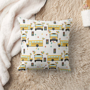Yellow School Bus Party Kids Cushion