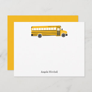 Yellow School Bus Personal Stationery Invitation