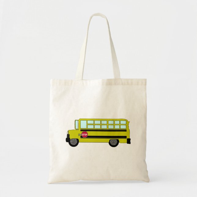 Yellow School Bus with Stop Sign Tote Bag (Front)