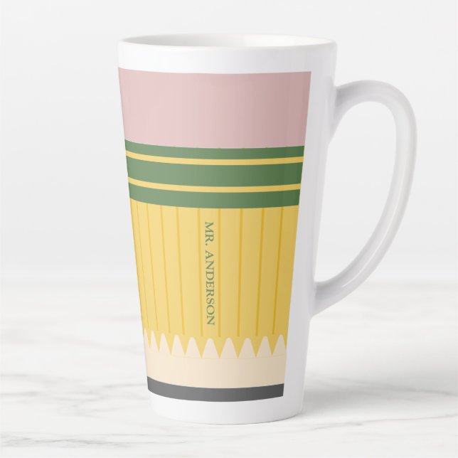Yellow School Pencil Teachers Personalised Latte Mug (Right)