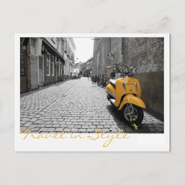 Yellow scooter postcard (Front)