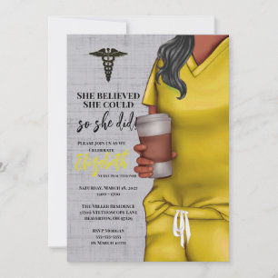 Yellow Scrubs Medical School Graduation Invitation