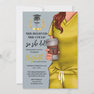 Yellow Scrubs Medical School Graduation Invitation