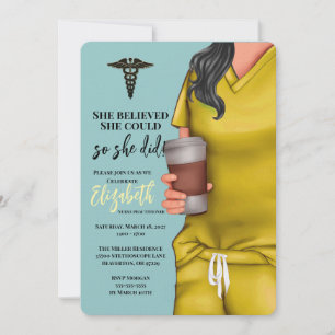 Yellow Scrubs Nursing School Graduation Invitation