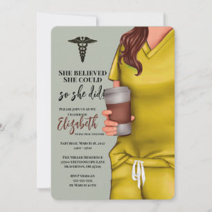 Yellow Scrubs Nursing School Graduation Invitation