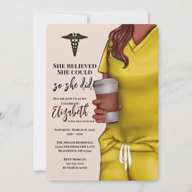 Yellow Scrubs Nursing School Graduation Invitation (Front)