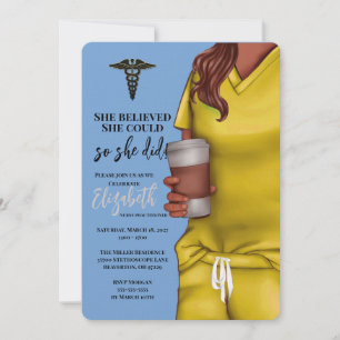 Yellow Scrubs Nursing School Graduation Invitation