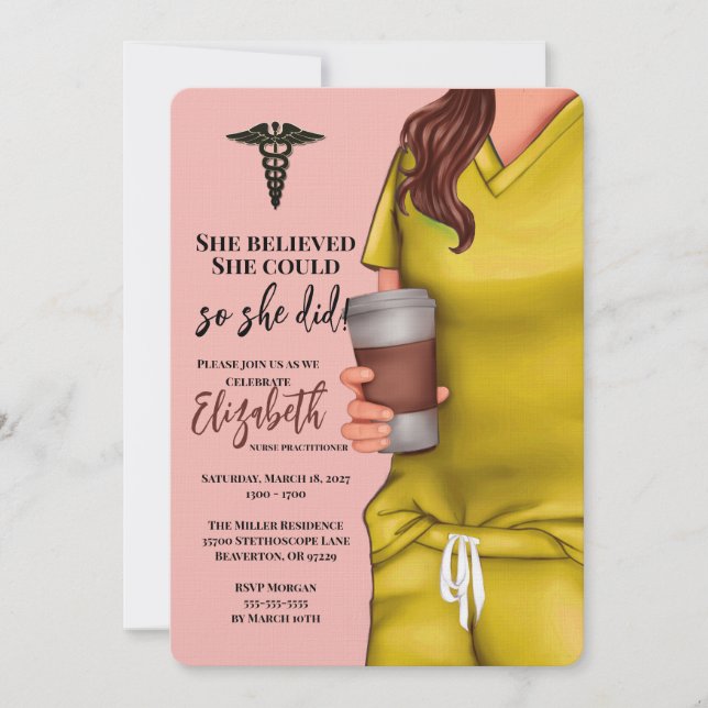 Yellow Scrubs Nursing School Graduation Invitation (Front)