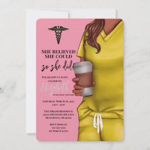 Yellow Scrubs Nursing School Graduation Invitation