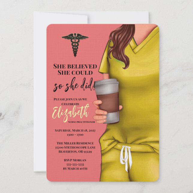Yellow Scrubs Nursing School Graduation Invitation (Front)