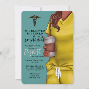 Yellow Scrubs Nursing School Graduation Invitation