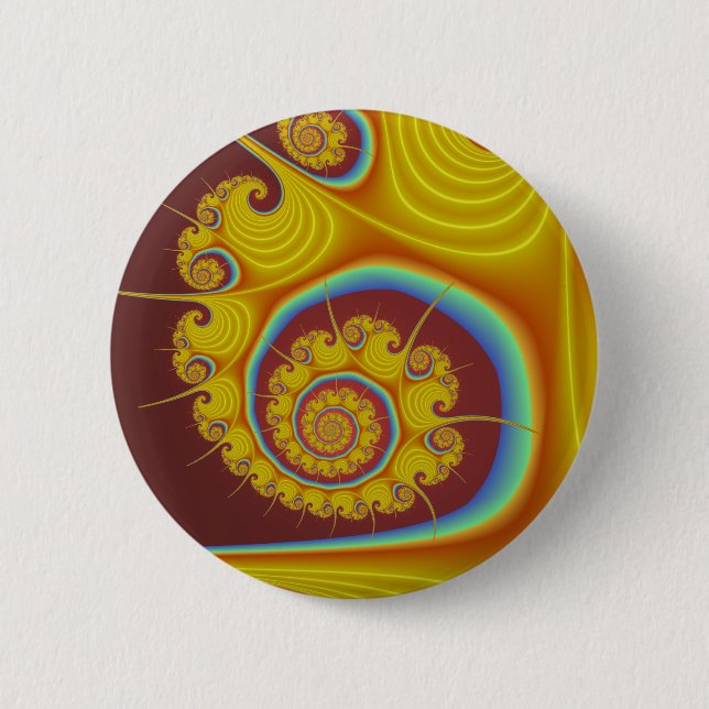 Yellow Seashell Spiral Fractal 6 Cm Round Badge (Front)