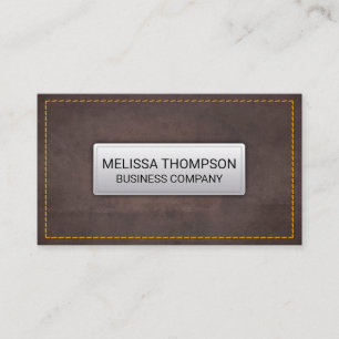 Yellow Seems Brown Leather Texture Business Card