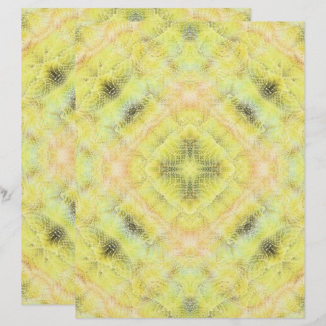 Yellow Serene Gardens Scrapbook Paper 2-Sided Page (Front/Back)