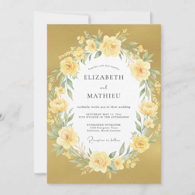 Yellow Serene Summer Wedding Invitation (Front)