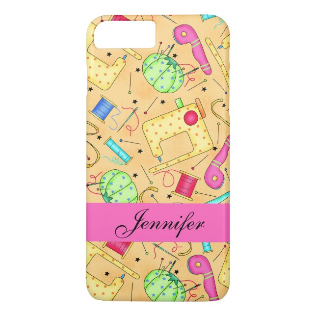 Yellow Sewing Notions Art Name Personalised Case-Mate iPhone Case (Back)