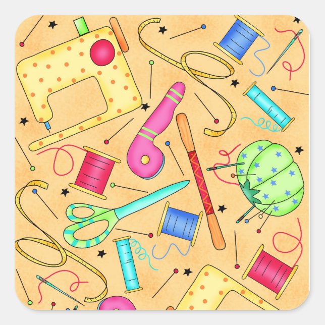 Yellow Sewing Notions Art Sticker (Front)