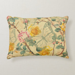 Yellow Shabby Cottage Butterfly Decorative Cushion