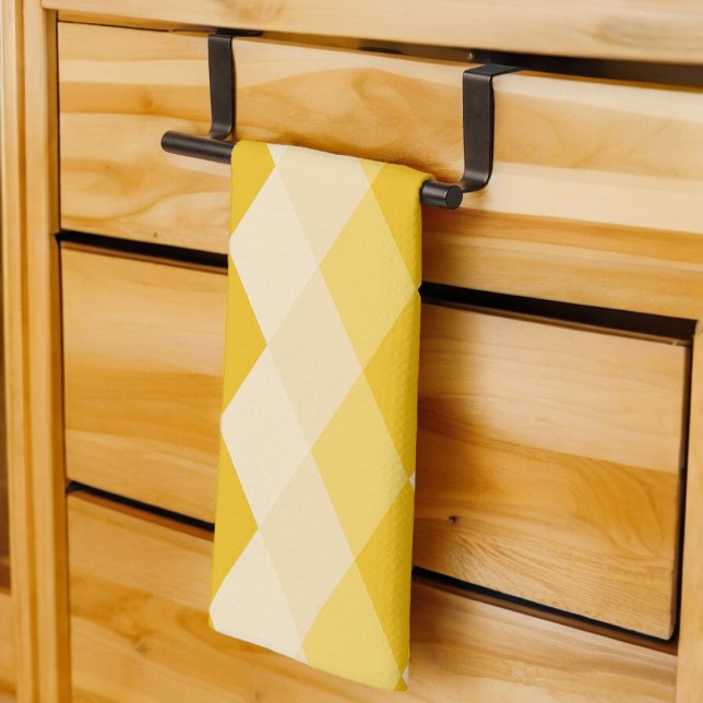 Yellow Shade Rhombus Shape Pattern Tea Towel (Kitchen Towel)