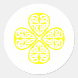 yellow shamrock celtic knot classic round sticker