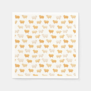 Yellow Sheep Vintage Ribbon Baby Shower Napkin