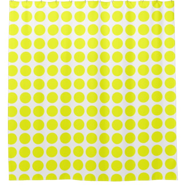 Yellow Shower Curtain Curtains Polka Dot (Front)