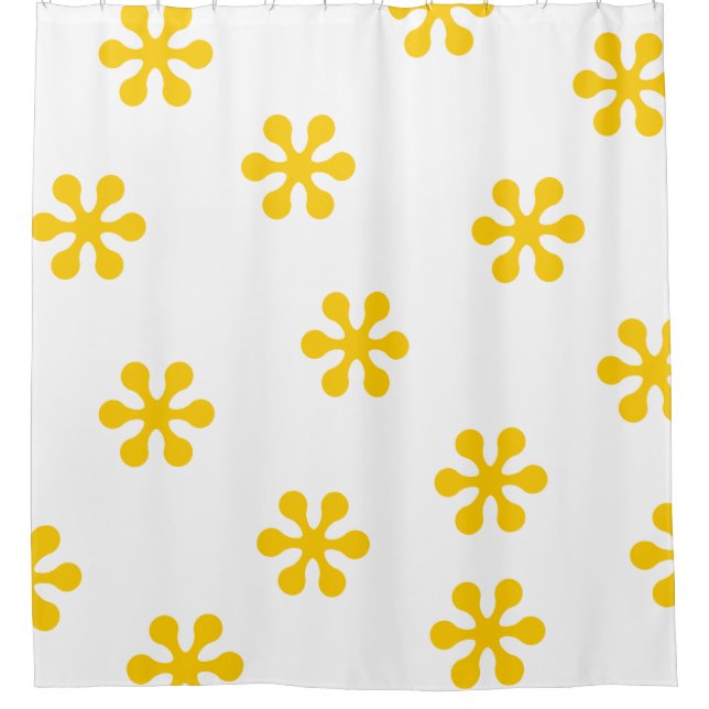 Yellow Shower Curtain - Retro Flower Collection (Front)