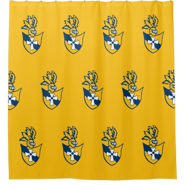 Yellow Shower Curtain w/ Crest Pattern (Front)