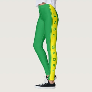Yellow Side Stripe Green Leggings Custom Colours