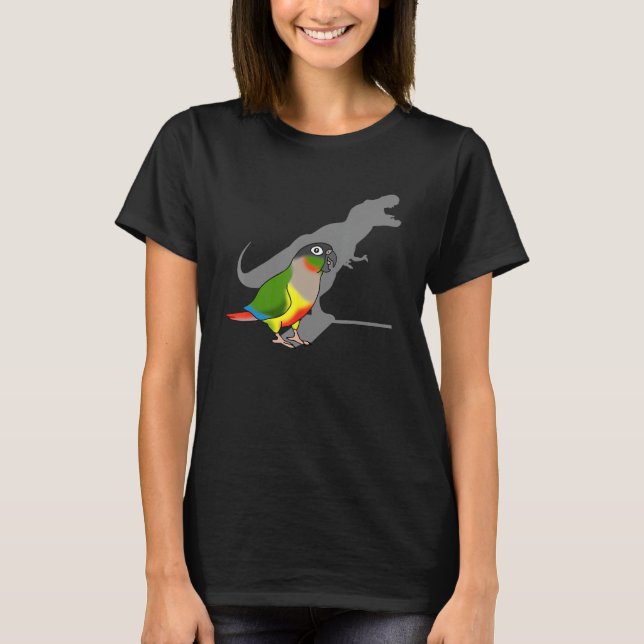 Yellow Sided Conure T-rex Funny Dinosaur Parrot Bi T-Shirt (Front)