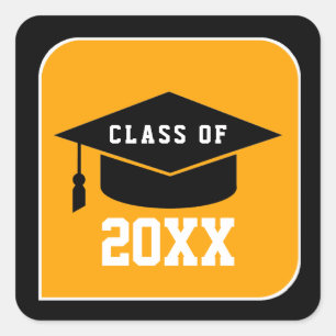 yellow sign class of YEAR grad Square Sticker