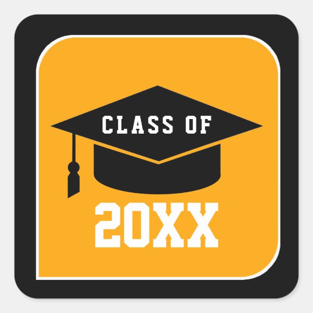 yellow sign class of YEAR grad  Square Sticker (Front)