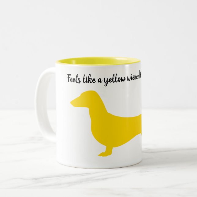 Yellow Silhouette Dachshund Mug (Front Left)