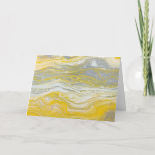 Yellow & Silver Abstract Note Cards (Blank Inside)