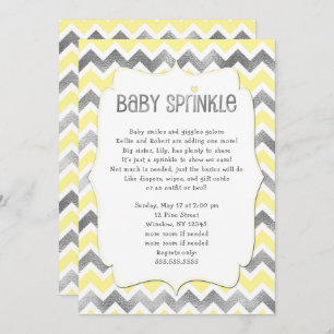Yellow Silver Baby Sprinkle baby shower invitation