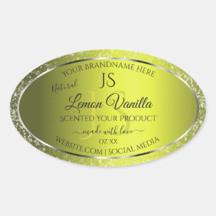 Yellow Silver with Glitter Initials Product Labels