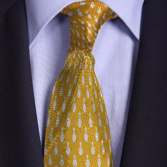 Yellow Simple Bowling Pin Design Tie (Creator Uploaded)
