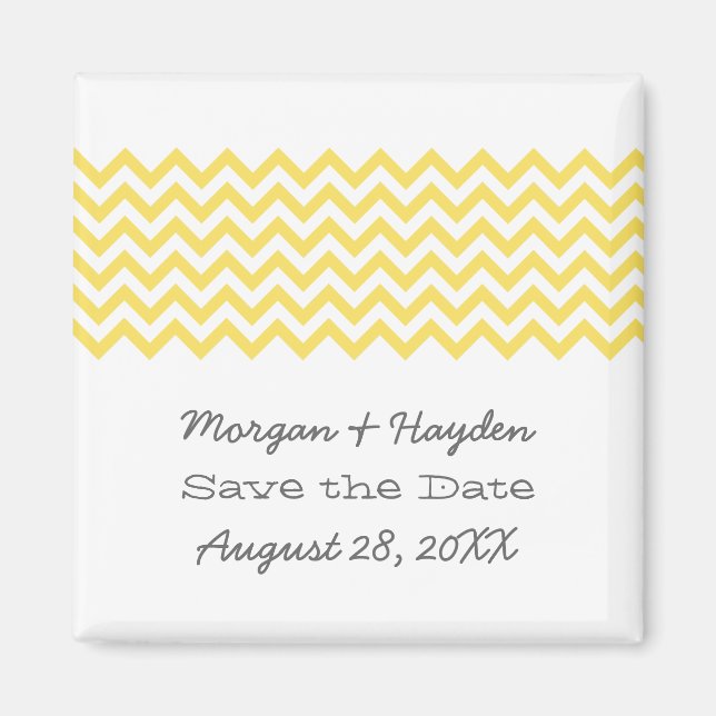 Yellow Simple Chevron Save the Date Magnet (Front)