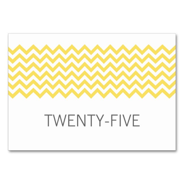 Yellow Simple Chevron Table Card (Front)