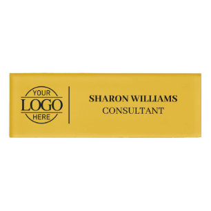 Yellow Simple Custom Company Logo Employee Staff Name Tag
