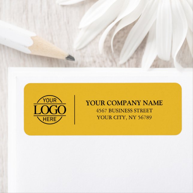 Yellow Simple Elegant Business Logo Return Address Label (Insitu)