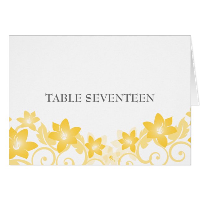 Yellow Simple Floral Table Number Card (Front Horizontal)
